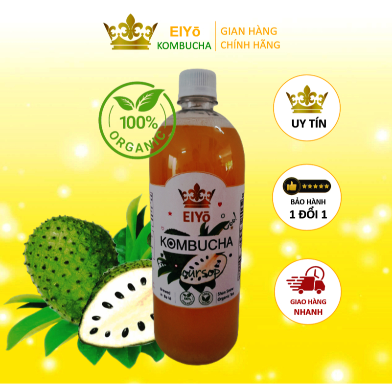 KOMBUCHA MÃNG CẦU 1 Lít  – Fresh & Cool (Trà Kombucha Mãng Cầu - Giảm Cân - Làm Đẹp)