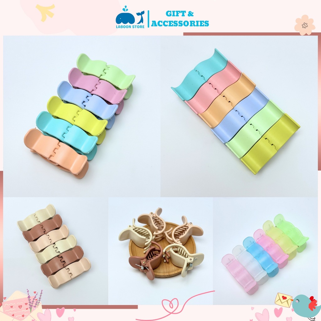 Set 12 chiếc kẹp tóc càng cua 5 răng 3 răng tone màu pastel candy chocolate nhẹ nhàng xinh xắn