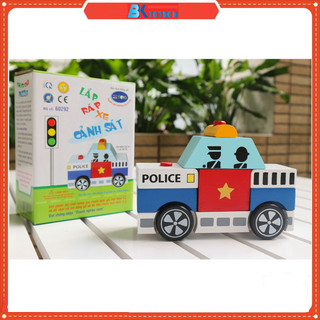 Đồ chơi gỗ - Lắp ráp xe cảnh sát chính hãng Winwintoys 60292