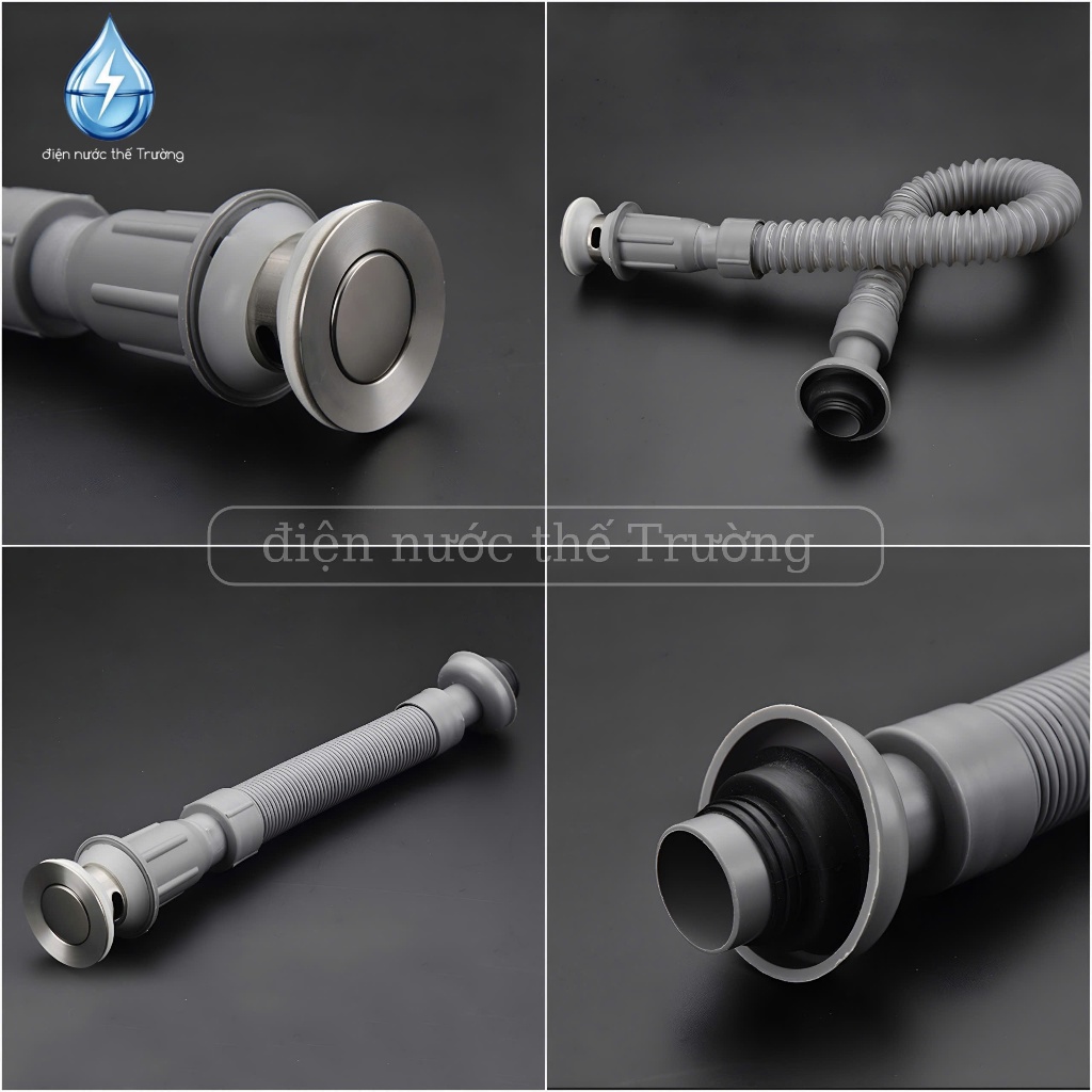 Bộ xả Lavabo 1 nhấn Xám