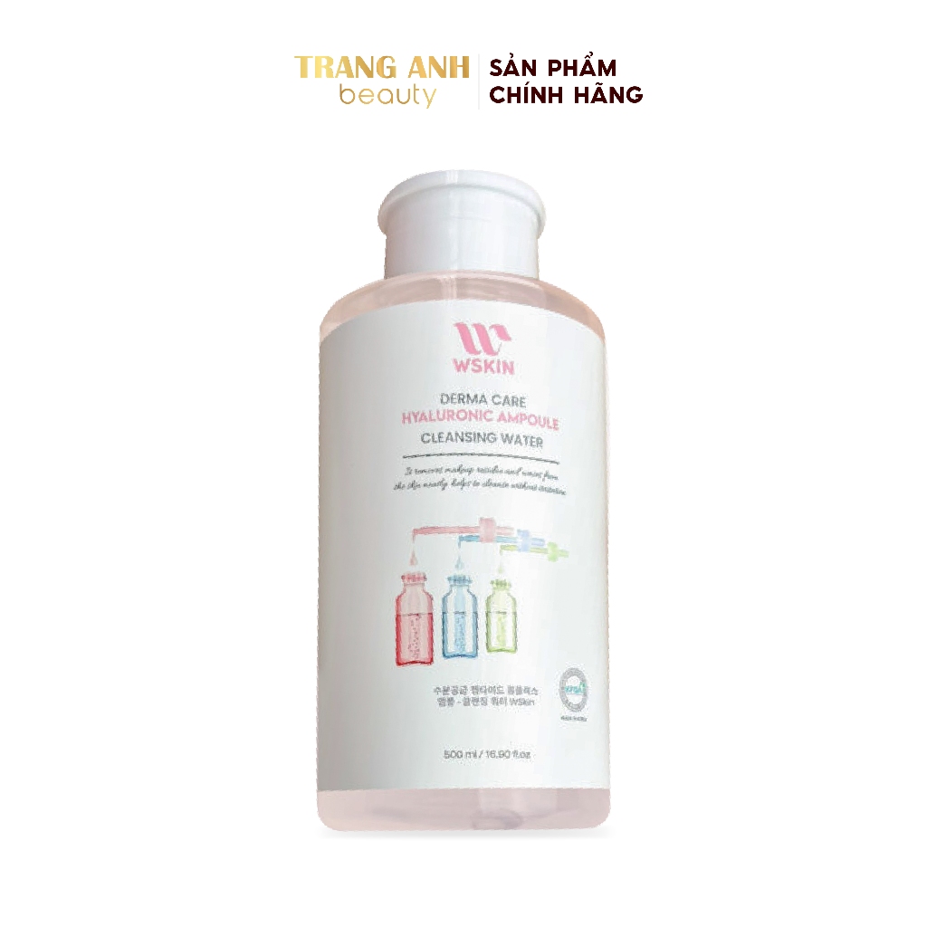 Nước tẩy trang WSKIN Hyaluronic Ampoule Cleansing Water chăm sóc da liễu 500ml