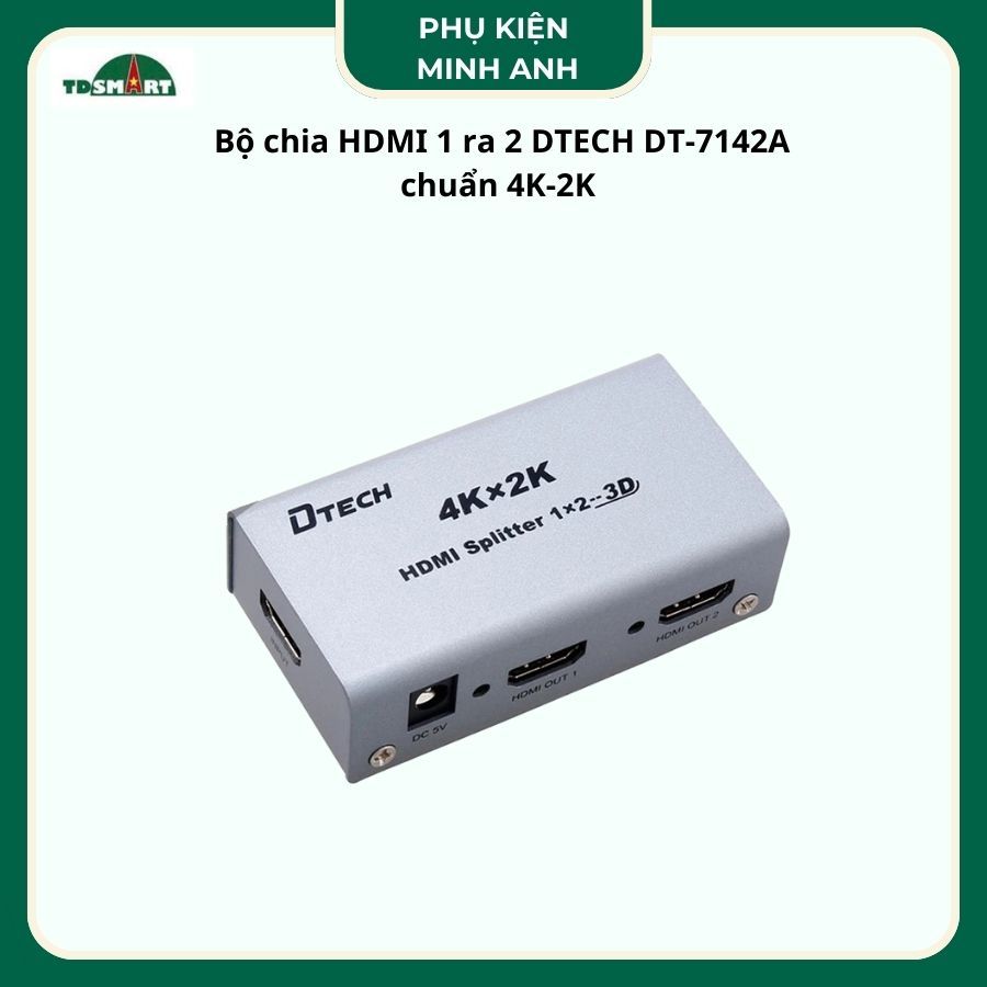Bộ chia HDMI 1 ra 2 DTECH DT-7142A chuẩn 4Kx2K