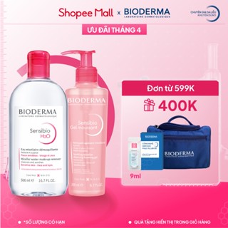 Bộ nước tẩy trang và làm sạch Micellar cho da nhạy cảm Bioderma Sensibo H2O 500ml và gel rửa mặt tạo bọt 200ml