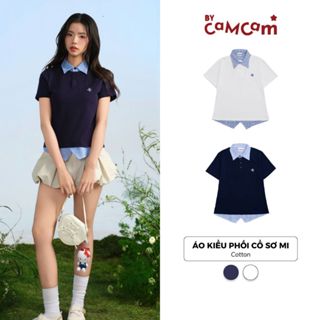 Áo Kiểu Nữ Phối Sơ Mi Caro Bycamcam Ngắn Tay Tôn Dáng Nữ Tính Hàn Quốc