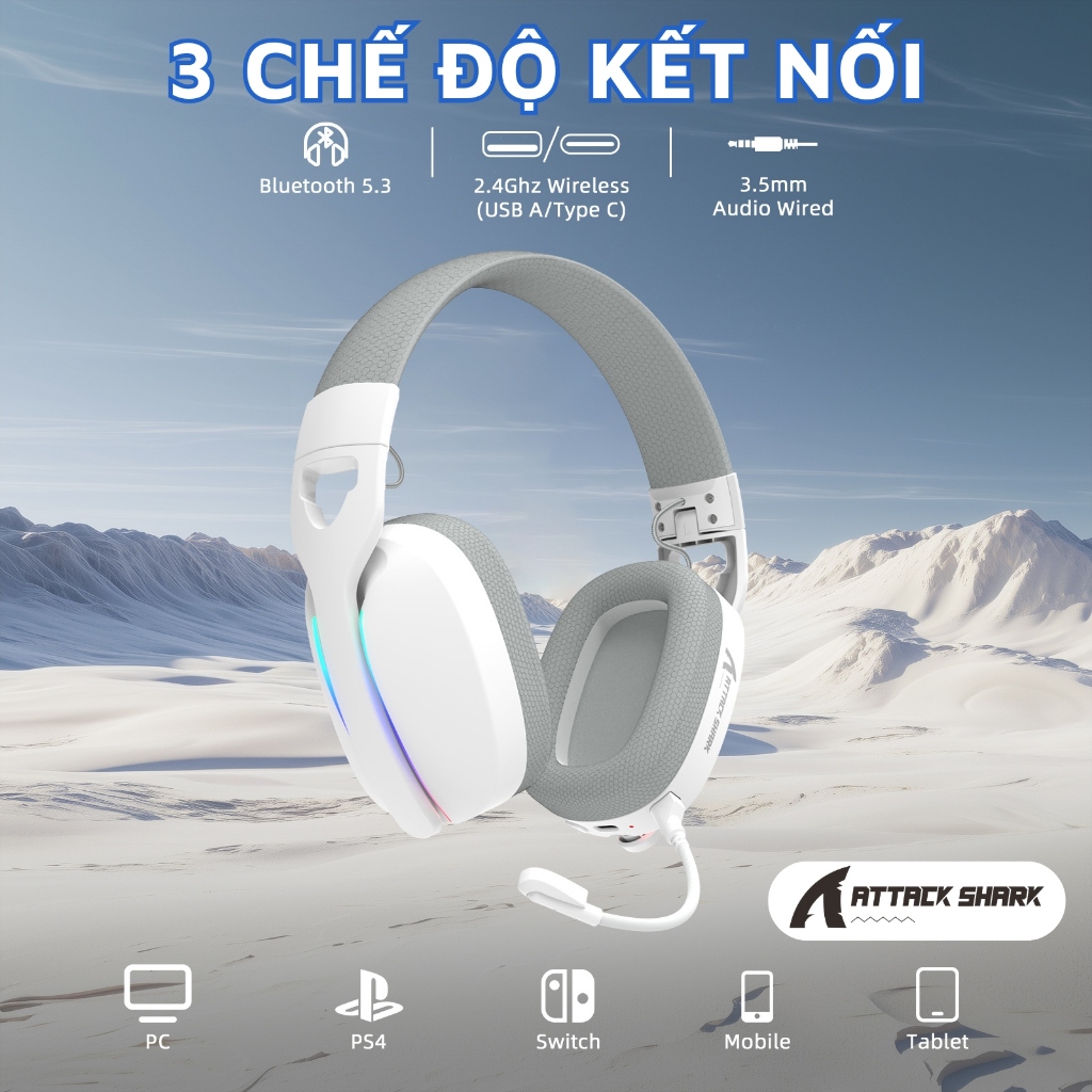 Tai Nghe Gaming Attack Shark L90 - LED RGB, Micro Chống Ồn, App Tùy Chỉnh Nâng Cao Kết Nối Mọi Thiết | BigBuy360 - bigbuy360.vn