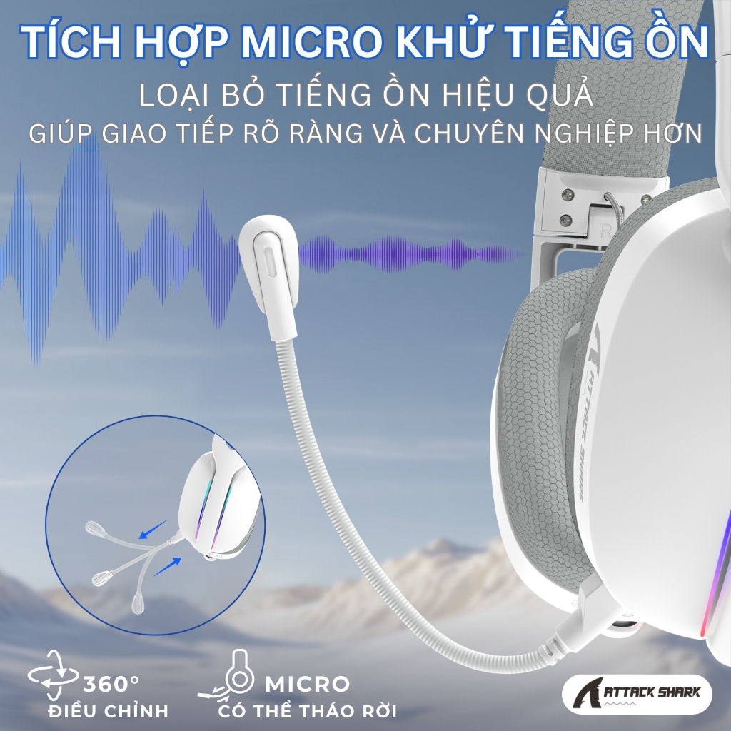 Tai Nghe Gaming Attack Shark L90 - LED RGB, Micro Chống Ồn, App Tùy Chỉnh Nâng Cao Kết Nối Mọi Thiết | BigBuy360 - bigbuy360.vn