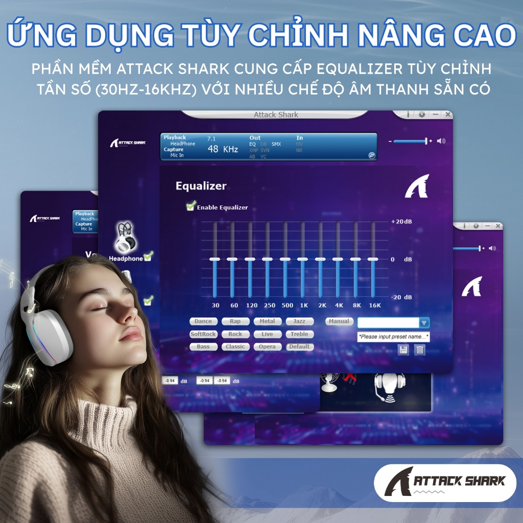 Tai Nghe Gaming Attack Shark L90 - LED RGB, Micro Chống Ồn, App Tùy Chỉnh Nâng Cao Kết Nối Mọi Thiết | BigBuy360 - bigbuy360.vn
