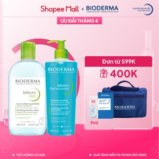 Bộ nước tẩy trang và làm sạch cho da dầu mụn Bioderma Sebium H2O 500ml và Gel rửa mặt 500ml