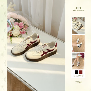GIÀY THỂ THAO NỮ MŨI TRÒN - GIÀY THỂ THAO NỮ BEE SHOES ĐẾ CAO 3 PHÂN SẴN MÀU ĐEN ĐỎ TT002