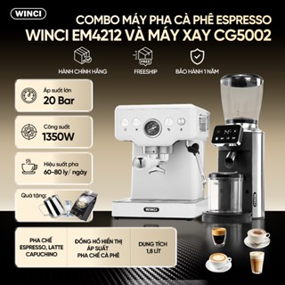 COMBO Máy pha cà phê Winci EM4212 và Máy xay cà phê Winci CG5002, dùng cho gia đình
