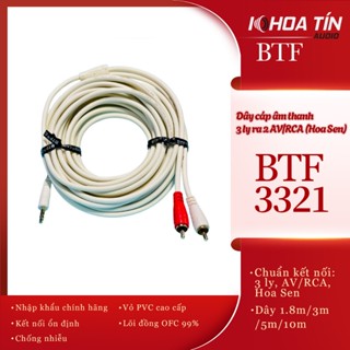 Dây Cáp Audio BTF 3.5mm Ra 2 Đầu AV RCA  Hoa Sen  | Cáp Chuyển Đổi 3 Ly Ra 2 RCA | 1.5m - 1.8m - 3m - 5m - 10m 