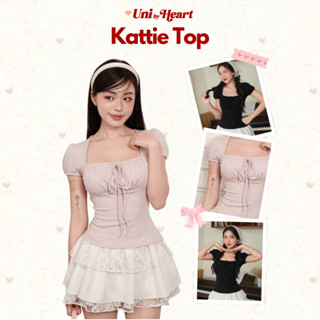 Áo thun ôm cổ vuông Kattie Top CT006 dây nơ có thể rút điều chỉnh, màu sắc trẻ trung - Uni By Heart