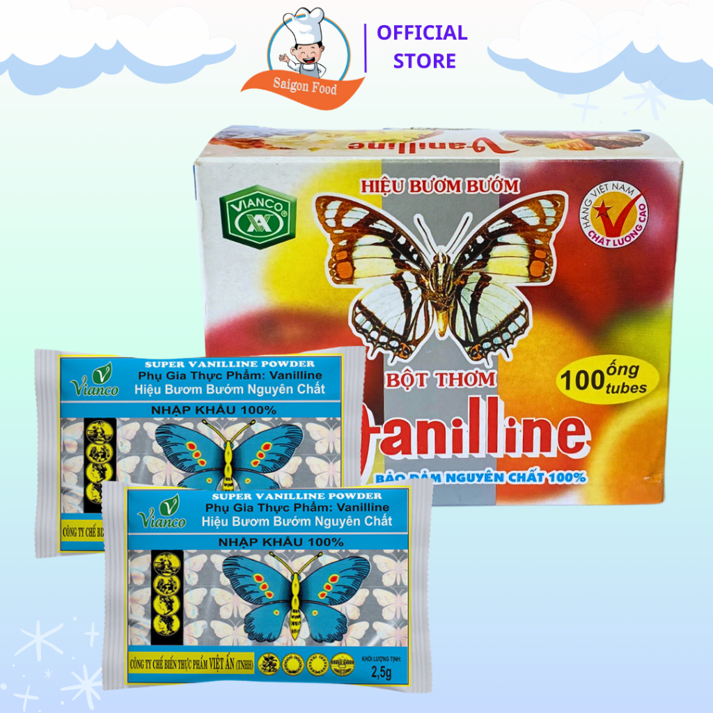 2 GÓI BỘT THƠM VANI HIỆU CON BƯỚM (10 ống/gói)