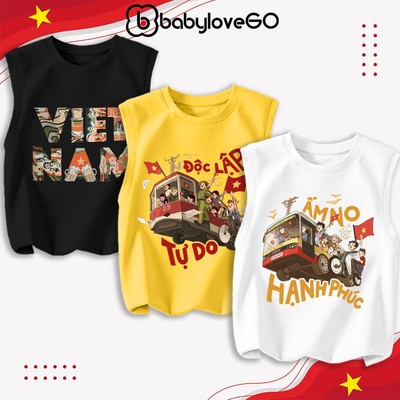 Áo Việt Nam cờ đỏ sao vàng, áo ba lỗ cho bé trai bé gái chất cotton mềm mịn BabyloveGO