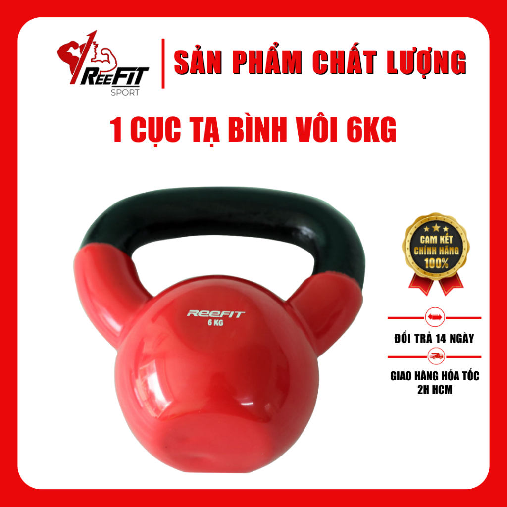 Tạ bình vôi tạ quai xách tạ ấm tạ Squat Reefit 6kg
