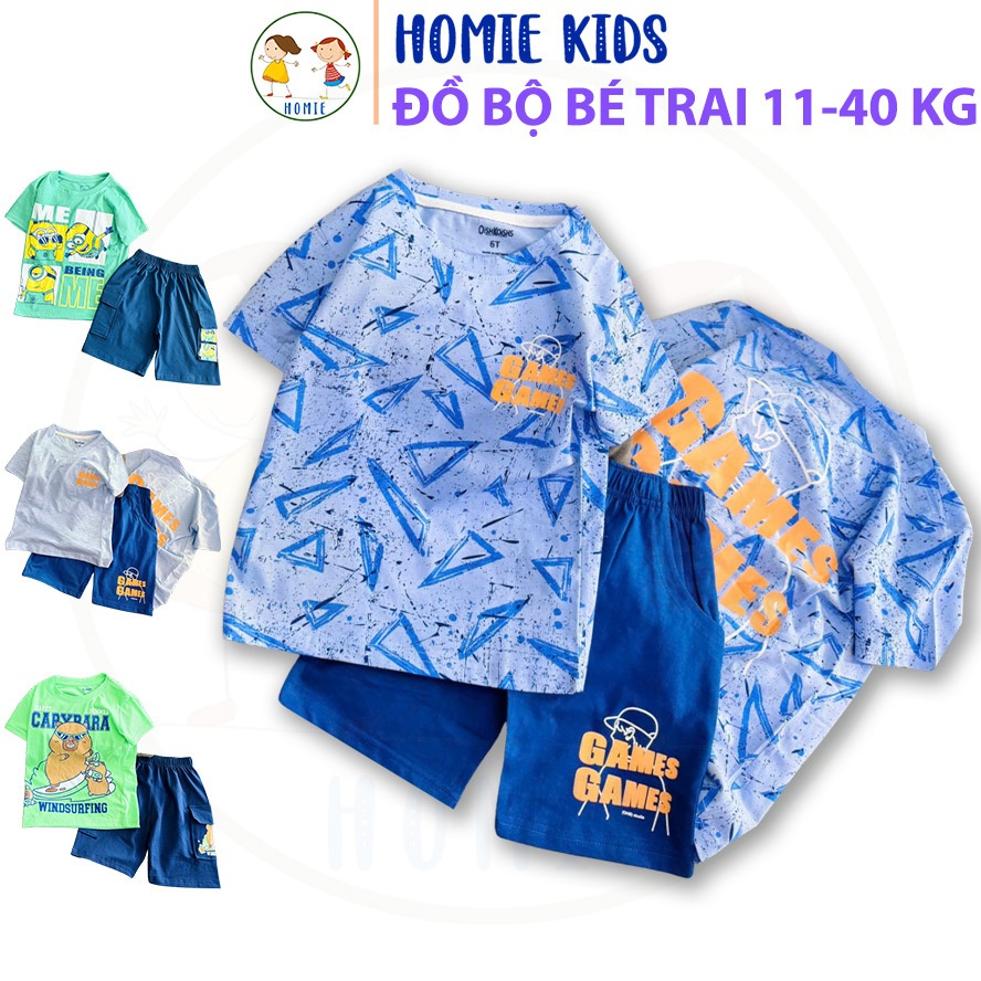 Đồ bộ bé trai size đại 11-40 kg set quần áo trẻ em có túi thun cotton in hoạt hình hot trend xe cẩu 