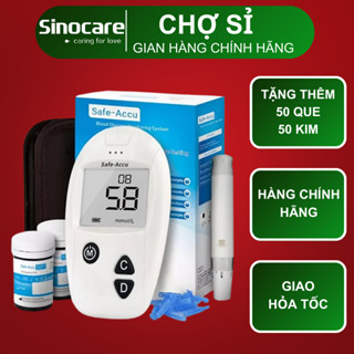 Máy Đo Đường Huyết Safe Accu Chính Hãng SINOCARE Giá Rẻ Tặng Kèm 50 Kim Que Thử + 50 Kim