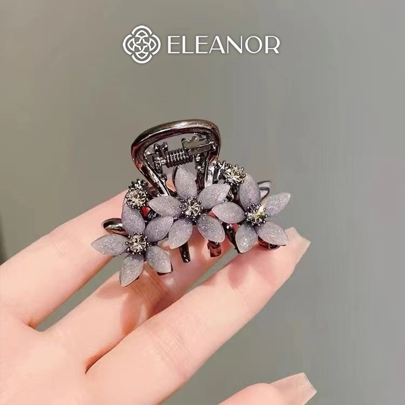 Kẹp tóc nữ càng cua Eleanor Accessories hình bông hoa đính đá phụ kiện tóc kẹp tóc mái mini 9726