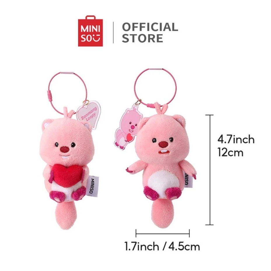 Dây móc treo trang trí MINISO Móc khóa vải nhung Zanmang Loopy Collection Size 3.5in nhiều loại