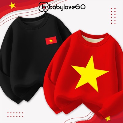 Áo sweater cho bé BabyloveGO áo Việt Nam cờ đỏ sao vàng mừng chất nỉ dày ấm