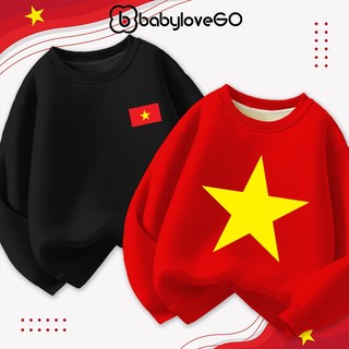  Áo sweater cho bé BabyloveGO áo Việt Nam cờ đỏ sao vàng mừng Tết 2026 chất nỉ dày ấm 