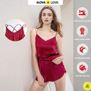 Đồ bộ ngủ nữ lụa 2 dây mặc nhà sexy quyến rũ vải satin cao cấp thoáng mát 4Lova