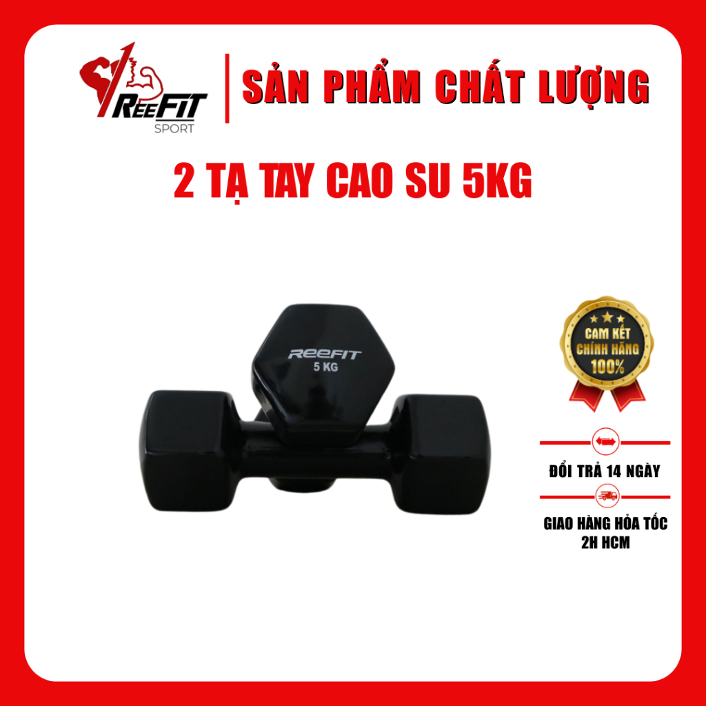 Bộ 2 Tạ Tay Bọc Cao Su 5kg - Dụng Cụ Thể Dục Thể Hình,Tạ Tay Đơn Cho Nữ/Nam Tập Gym ( 2 cục 5kg )