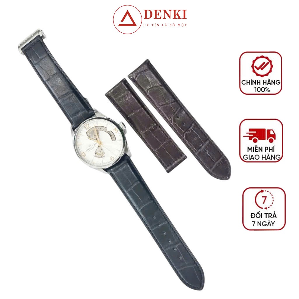 Dây Đồng Hồ Da Cá Sấu Hiệu Hamilton size 20mm,22mm dây giấu dây