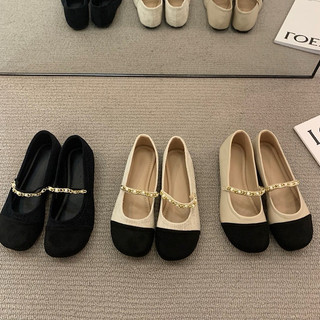   Có Sẵn  Giày búp bê đế bệt Lolita mũi tròn dễ thương giày nữ đế bệt quai ngang phối xích A425 