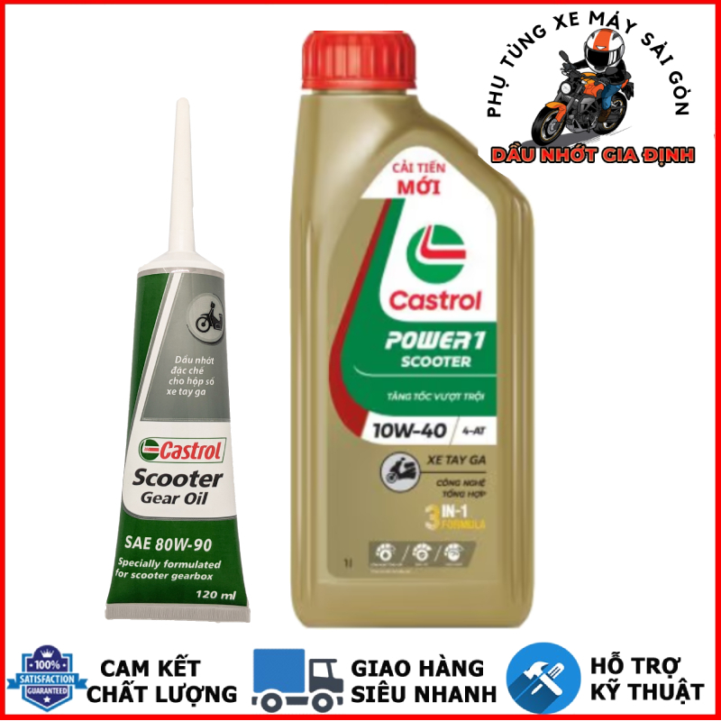 Nhớt xe ga Castrol Power 1 Scooter 10W40 mẫu mới chính hãng