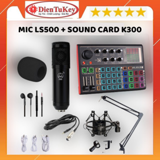 Bộ Sound Card K300 2025 Và Micro NM LS 500 kèm tai nghe chuyên Hỗ Trợ Hát Autotune , Livestream , Thu Âm Cực Hay