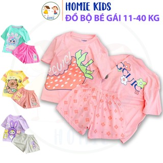 Đồ bộ cho bé gái thun cotton size nhí đại 11-40 kg set bộ thun trẻ em mềm mịn hoạt hình kuromi kitty melody Homie Kids