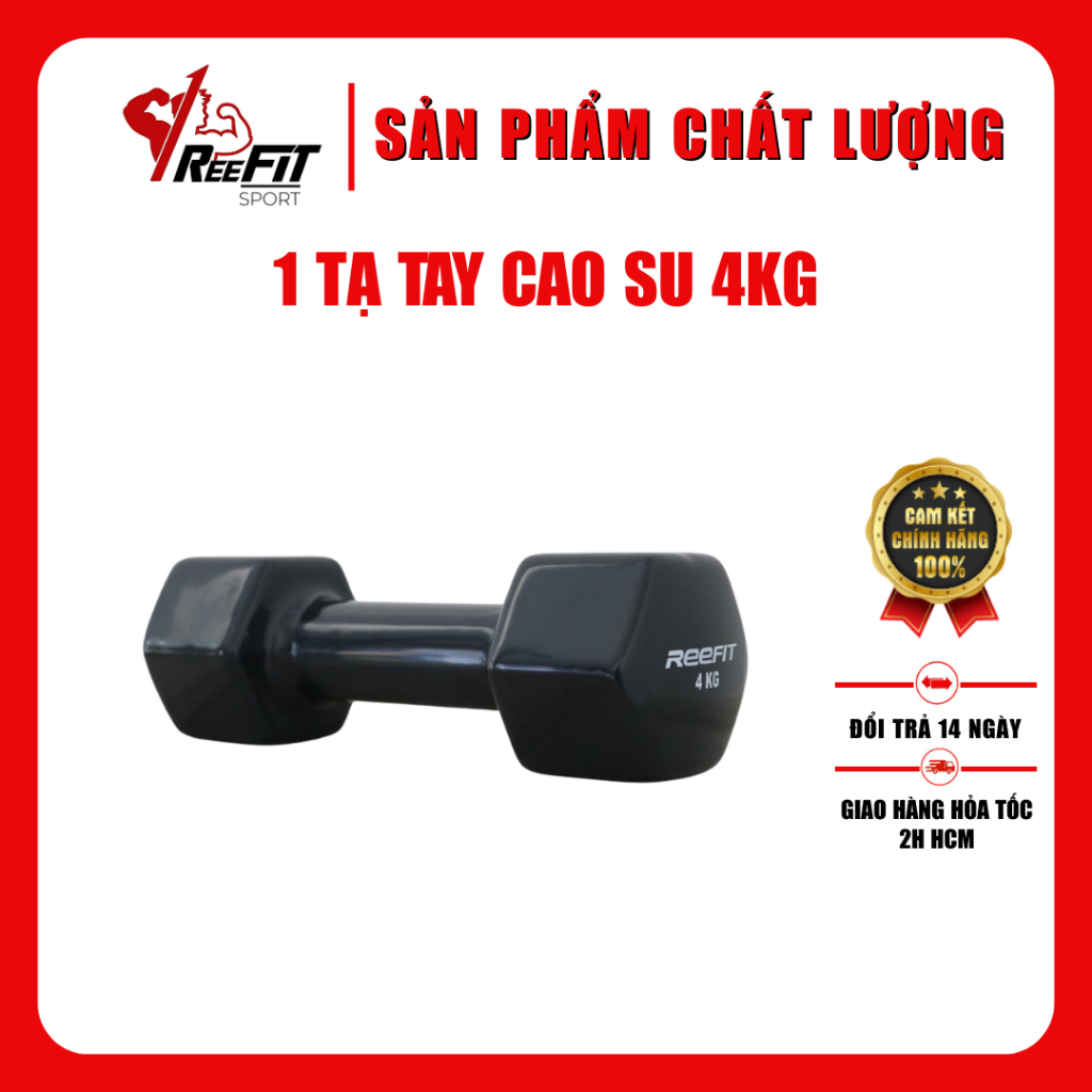 Tạ Tay Bọc Cao Su 4kg - Dụng Cụ Thể Dục Thể Hình,Tạ Tay Đơn Cho Nữ/Nam Tập Gym ( 1 Cục )