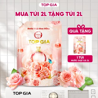 Nước giặt xả Top Gia hương hoa hồng dịu nhẹ, tẩy sạch vết bẩn, lưu hương bền lâu, an toàn cho da