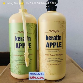 Cặp dầu gội xả Collagen Keratin Apple,cặp dầu gội, dầu xả,cặp gội xả 2000ml Giảm Rụng Tóc, Kích Mọc Tóc, Phục Hồi Hư Tổn