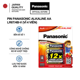 Vỉ 4 viên pin panasonic alkaline aa lr6t/4b-v – hàng chính hãng
