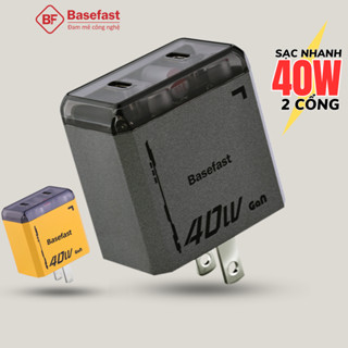 Củ sạc nhanh 40W 2 cổng Type c Basefast Cốc sạc GAN chống quá tải nhiệt cho iP samsung xiaomi oppo