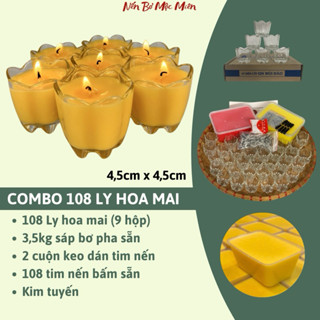Combo Làm 108 Ly Nến Bơ Hoa Mai, Nguyên Liệu Làm Nến Bơ Cúng Phật, Nến Bơ Cúng Dường, Đèn Bơ, Mộc Miên