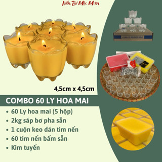 Combo Làm 60 Ly Nến Bơ Hoa Mai, Nguyên Liệu Làm Nến Bơ Cúng Phật, Nến Bơ Cúng Dường, Đèn Bơ, Mộc Miên