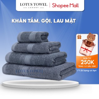 Khăn Tắm, Khăn Gội Đầu, Khăn Lau Mặt LOTUS TOWEL 100% Cotton Cao Cấp Mềm Mịn, Thấm Hút, Không Ra Màu