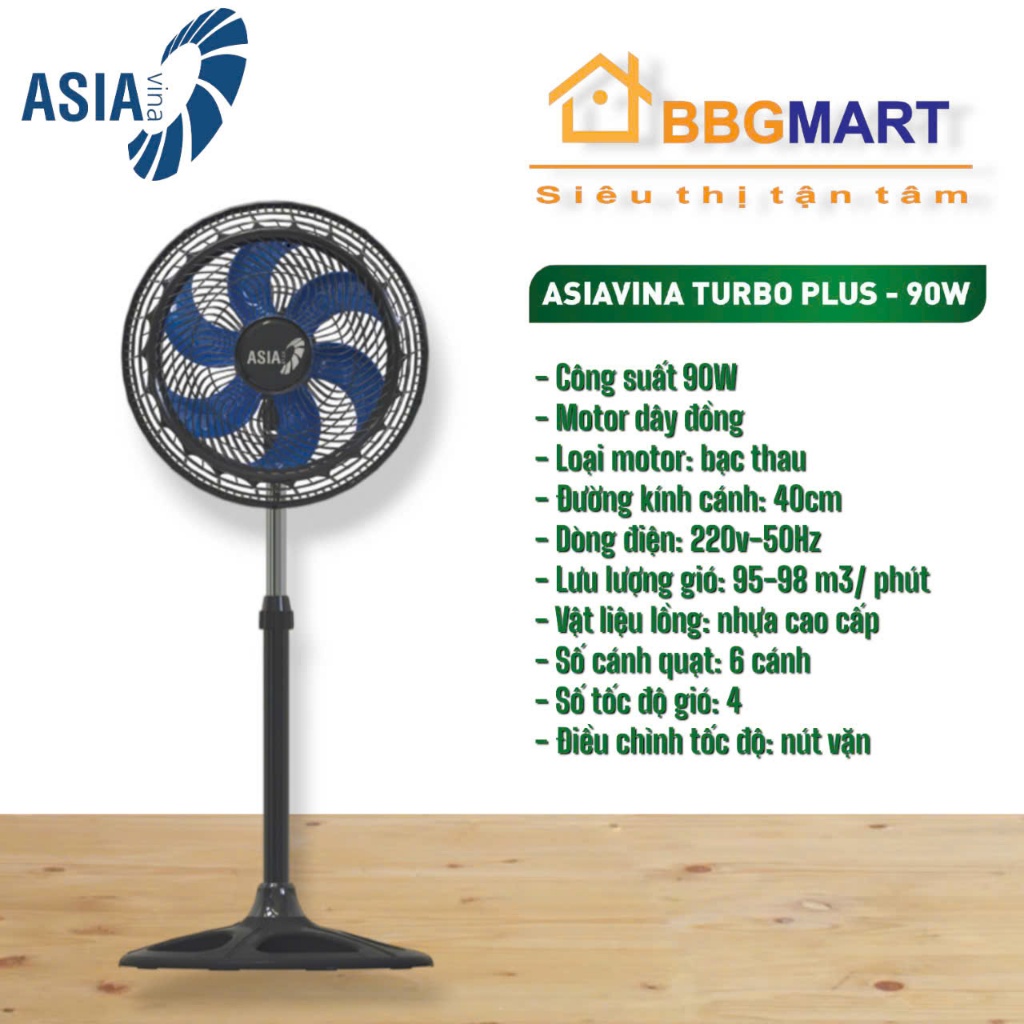 Quạt đứng Asia vina TURBO PLUS VY639092 90W II YANFAN D1425 CÔNG SUẤT 65W CÁNH 400MM BH 36 THÁNG