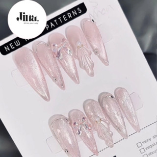 Nailbox thiết kế X032 - móng úp mắt mèo hồng thạch , nail box kỷ yếu cô dâu