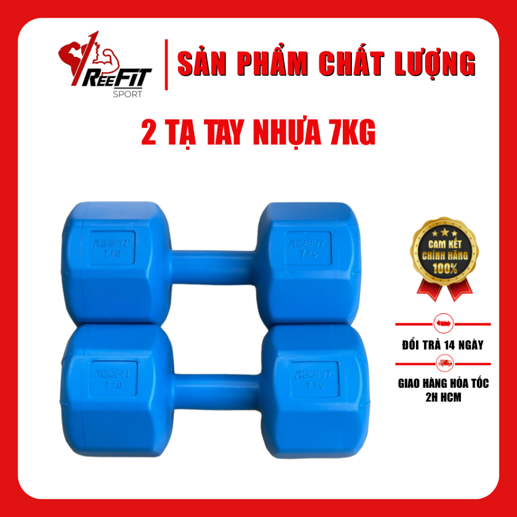 Bộ 2 Tạ Tay Nhựa 7KG -  Tạ Đúc Sẵn , Tạ Đơn Dumbbell, Tập Gym , Thể Hình Tạ Nhà ( Gồm 2 Cục )
