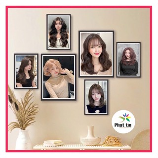  set 6 tranh decor dán tường những mẫu tóc đẹp trang trí salon tóc tóc nam tóc nữ xưởng In Phát Tín 