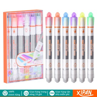 Xipan Set 6 Bút Dạ Quang màu pastel Highlight có thể xóa nhanh khô Đánh Dấu Ghi Chú phù hợp cho học sinh văn phòng