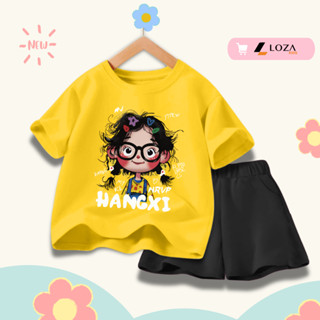 Bộ đồ cho bé gái in hình bé gái hot trend 2025 - Quần áo trẻ em nữ size từ 15-40kg-  Loza Kids SB353