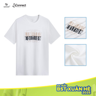 Áo Phông Nam SAVANI Cổ Tròn, Kiểu Dáng Hiện Đại, Áo T-Shirt Nam Chất Liệu Cotton Thoáng Mát MTS018S4