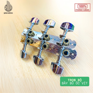 Khoá Đàn Guitar Acoustic Chính Hãng HF Màu Bạc | Trọn Bộ Đầy Đủ Ốc Vít