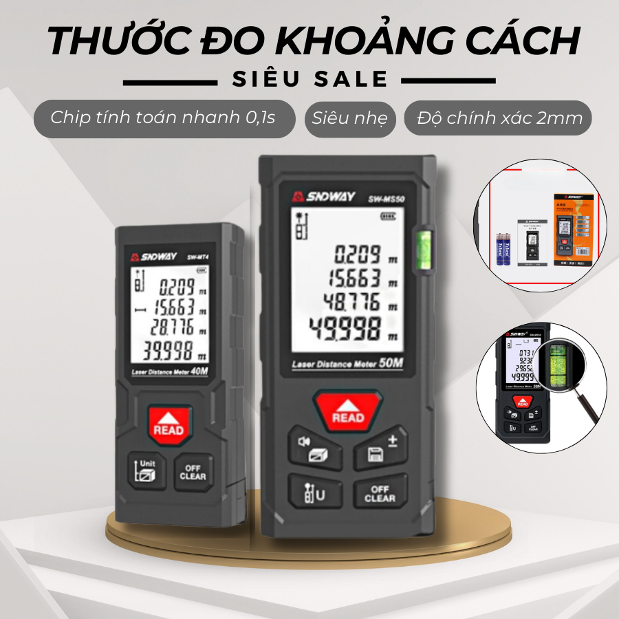 Thước Đo Khoảng Cách Bằng Tia Laser KAW, Nhỏ Gọn, Đo Đạc Chính Xác, Dễ Sử Dụng