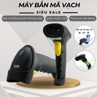 Máy Quét Mã Vạch Bluetooth Không Dây Cao Cấp KAW, Đầu Đọc Mã Đa Tia, Cực Nhạy